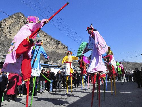 Happy villagers celebrate Lunar New Year